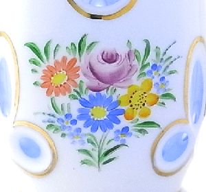 アンティーク ボヘミアングラス 花瓶 “ブルーの被せガラス” ボヘミア